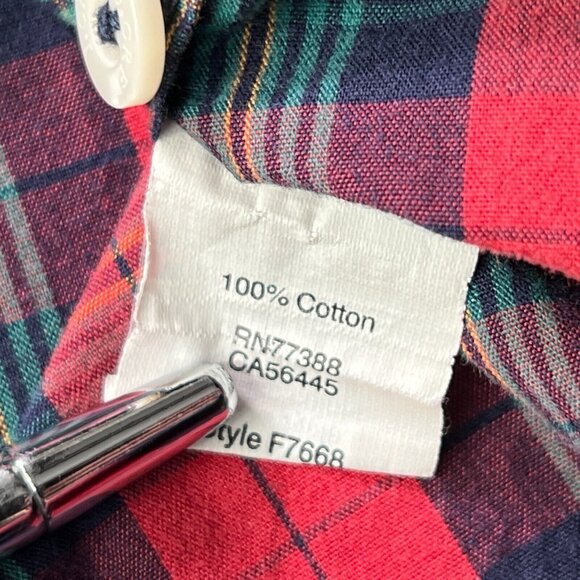 J.Crew Long Sleeve Button-Down Shirt Mens Medium Plaid Red Blue Cotton - Picture 4 of 6